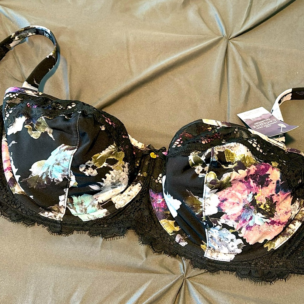 Cacique Collection: Lightly Lined Balconette Bra, Floral Design, 42DD